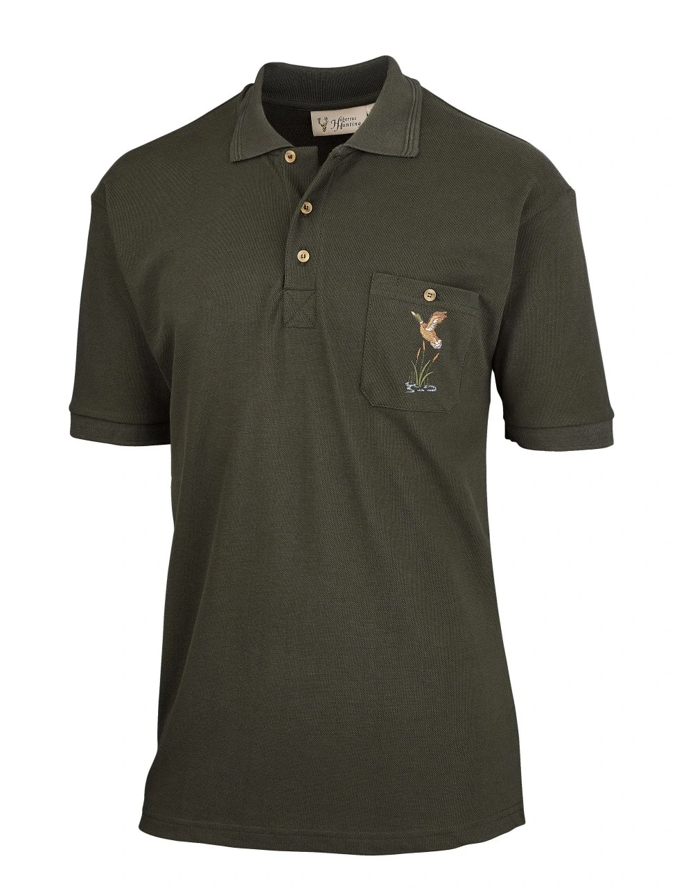 Hubertus Herre-polotrøje Flyvende ænder 1 Hubertus Herre-polotrøje Flyvende ænder